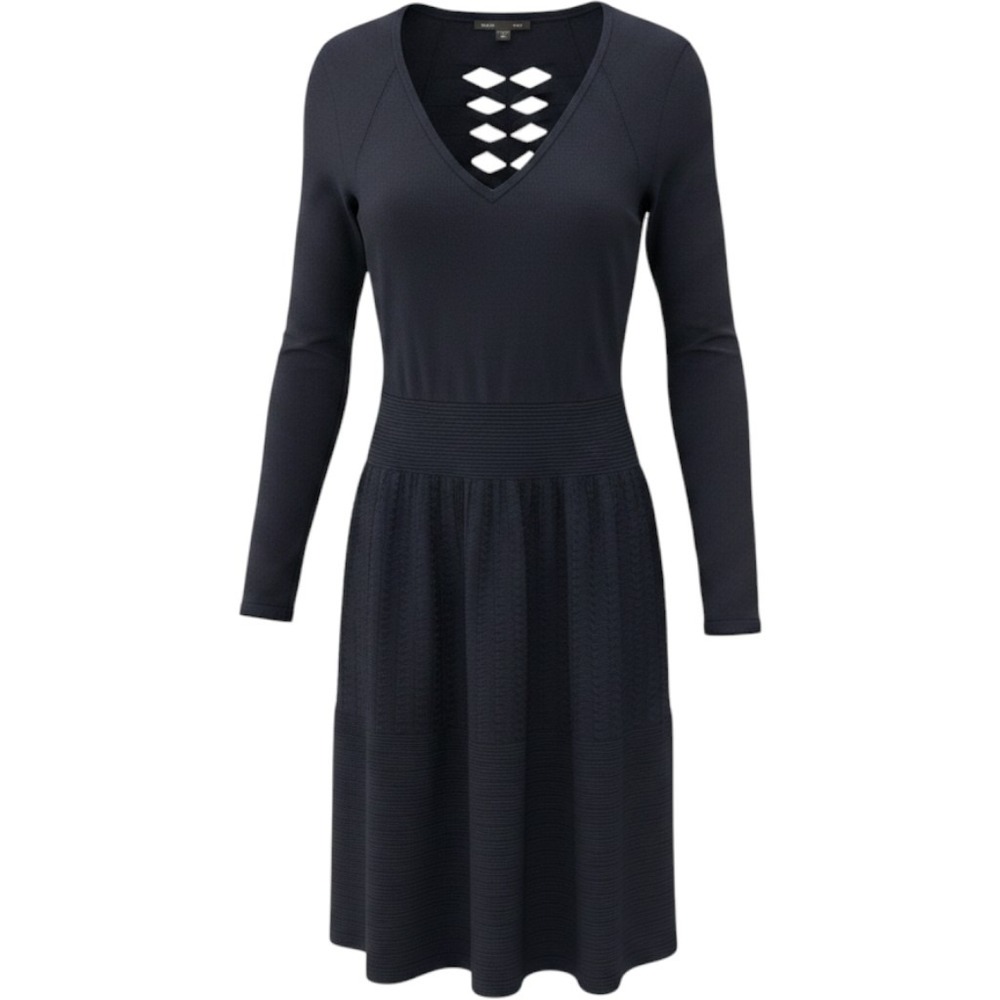 Victoria's Secret Sweater Dress Womens S Navy Blue Excellent Lattice V-Neck Knit